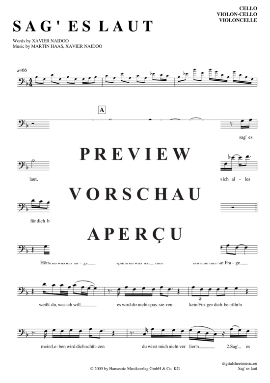 Produktgalerie: Seite 2 von 3 Sag es laut , Naidoo, Xavier, (Violon-Cello)