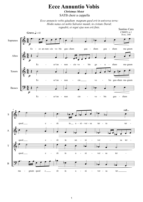 Product picture to: Ecce Annuncio Vobis - WeihnachtsmotetteSantino Cara