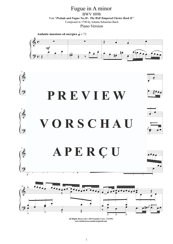 Produktgalerie: Seite 2 von 4 Fuge A-Moll BWV 889b, , Klavier Solo