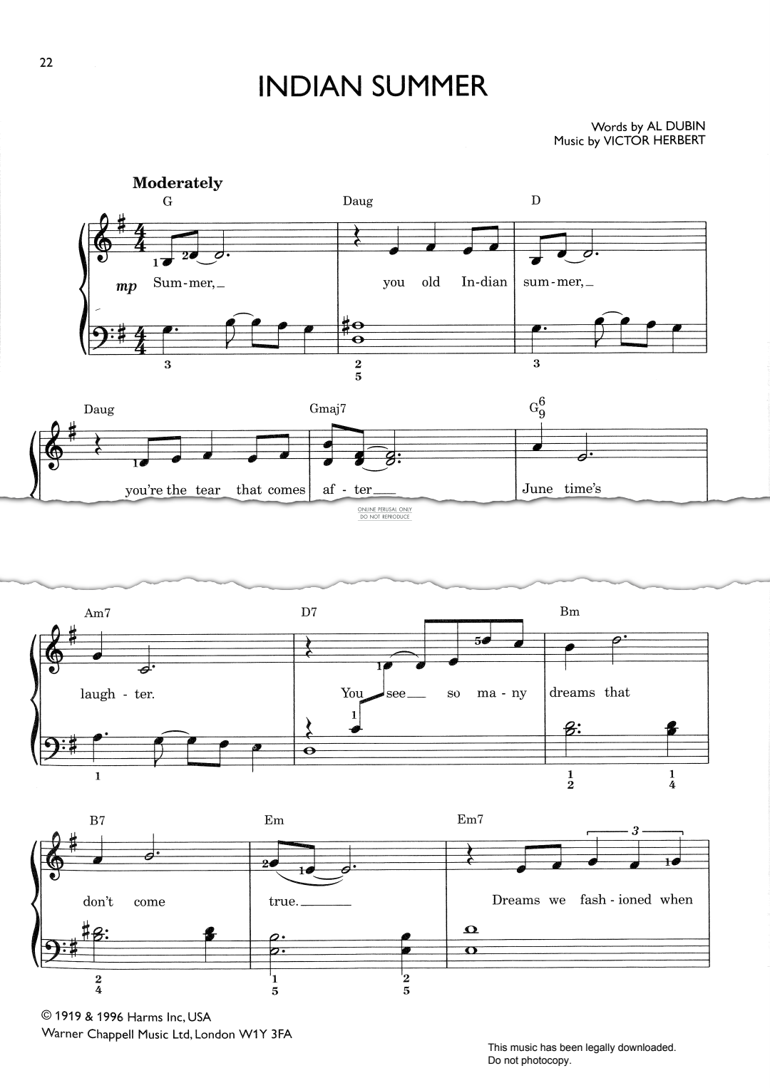 Produktgalerie: Seite 1 von 1 Indian Summer, Tommy Dorsey, Gesang, Gitarre, Klavier