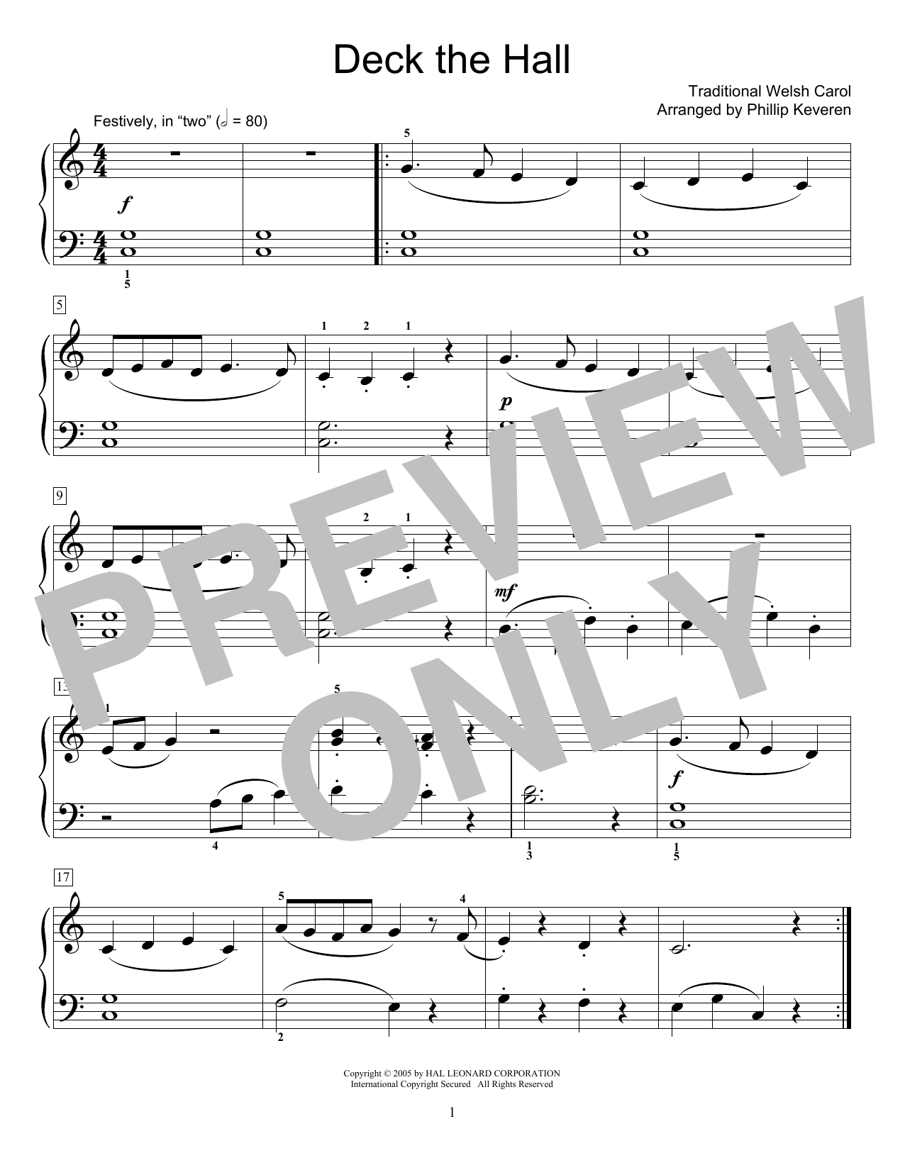 Product gallery: Page 1 of 1 Deck The Hall (arr. Phillip Keveren), Traditional Welsh Carol