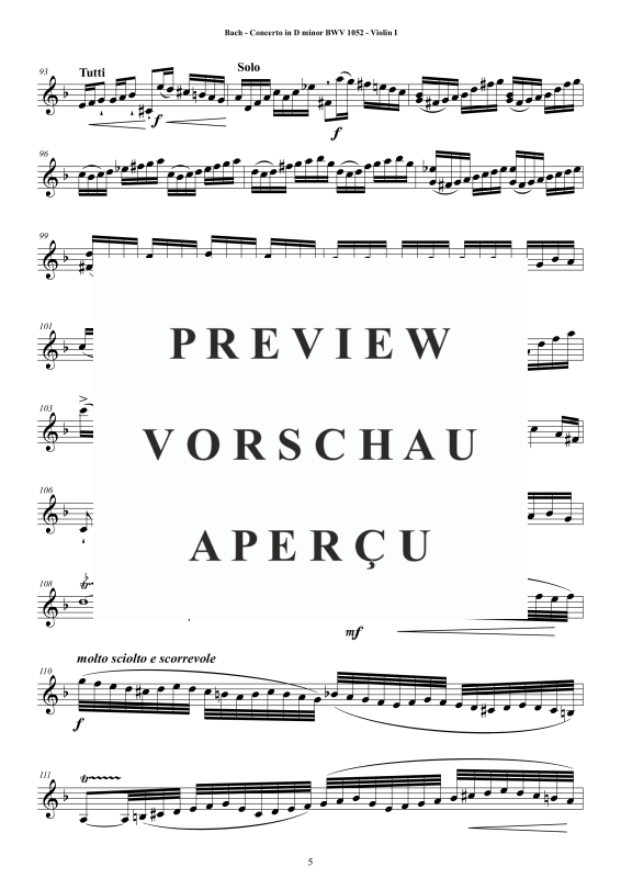 Product gallery: Page 6 of 11 Concerto in D-Moll BWV 1052, , String Quartet - Individual Parts
