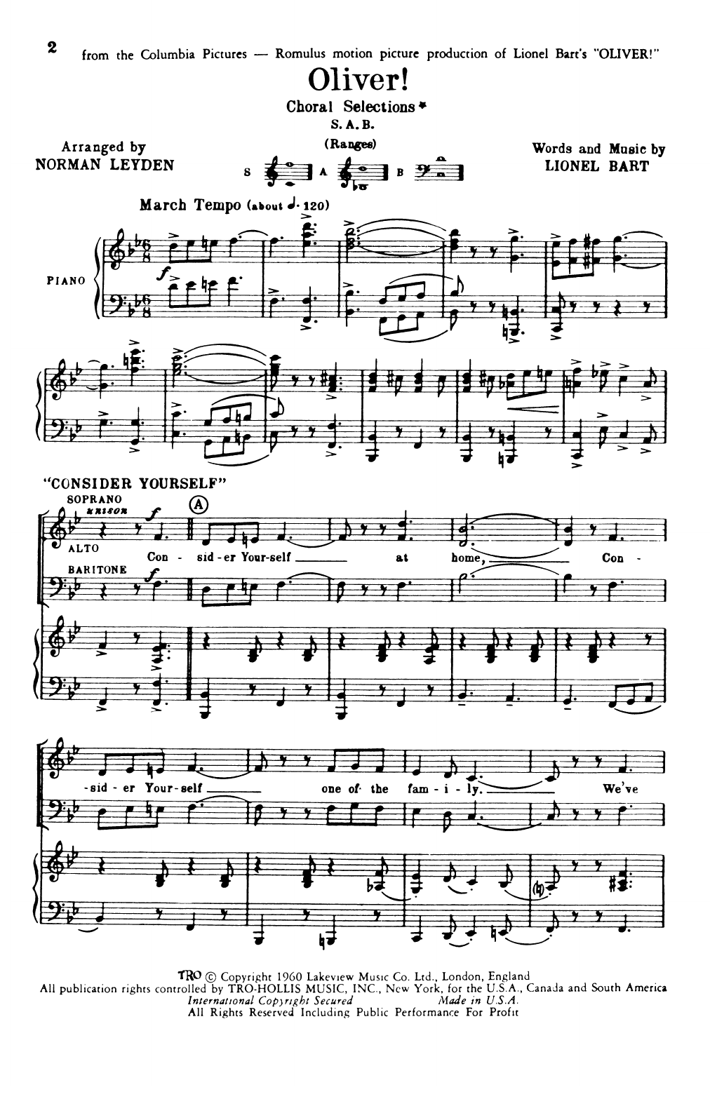 Produktbild zu: Oliver! (Choral Selections) (arr. Norman Leyden)