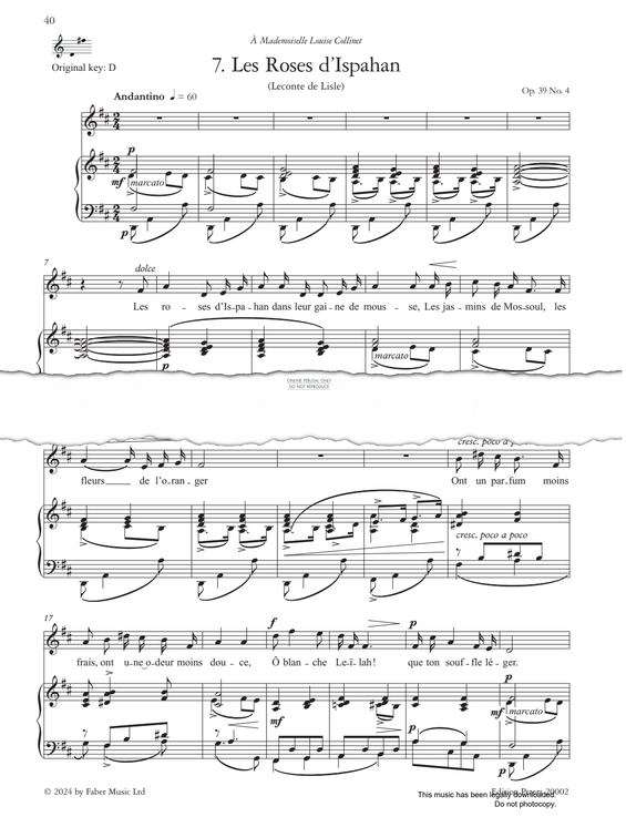 Produktgalerie: Seite 1 von 1 Les Roses d’Ispahan Op.39, No.4, Gabriel Fauré, Gesang, Klavier