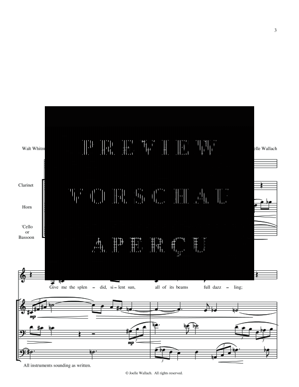 Produktgalerie: Seite 6 von 11 Three Whitman Songs, , (Gemischtes Ensemble Holzbläser, Cello und Mittlere Stimme)
