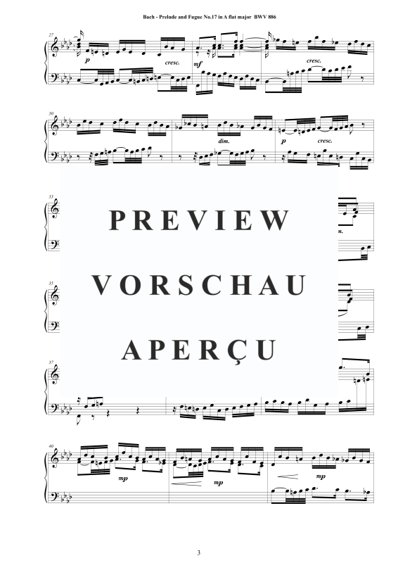 Product gallery: Page 4 of 10 Prelude and Fugue No. 17 in A flat major, BWV 886, , Solo Piano