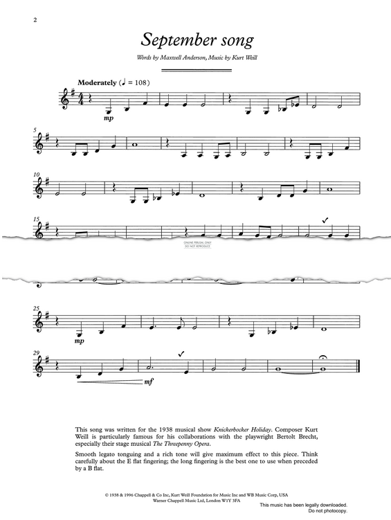 Product gallery: Page 1 of 1 September Song, Kurt Weill