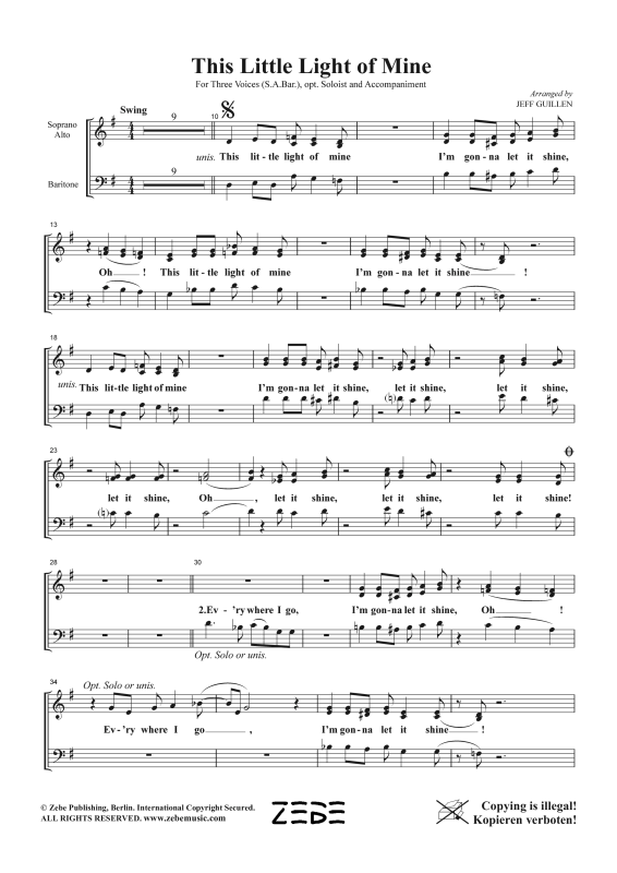 Produktgalerie: Seite 1 von 11 This Little Light Of Mine, , Gemischter Chor SAB und Klavier