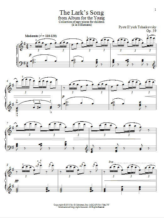 Product gallery: Page 1 of 1 The Lark's Song, Pyotr Il'yich Tchaikovsky