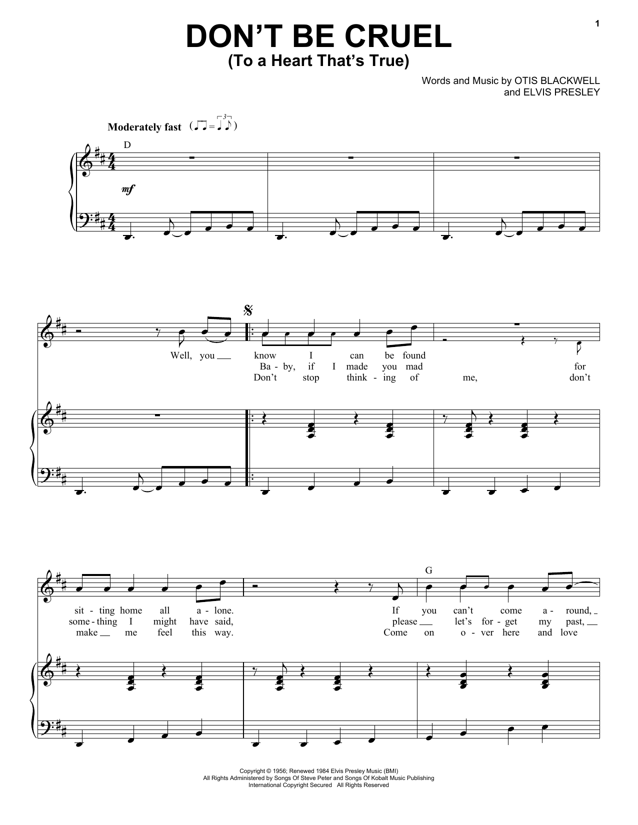 Produktgalerie: Seite 1 von 1 Don't Be Cruel (To A Heart That's True), Elvis Presley, Gesang, Klavier