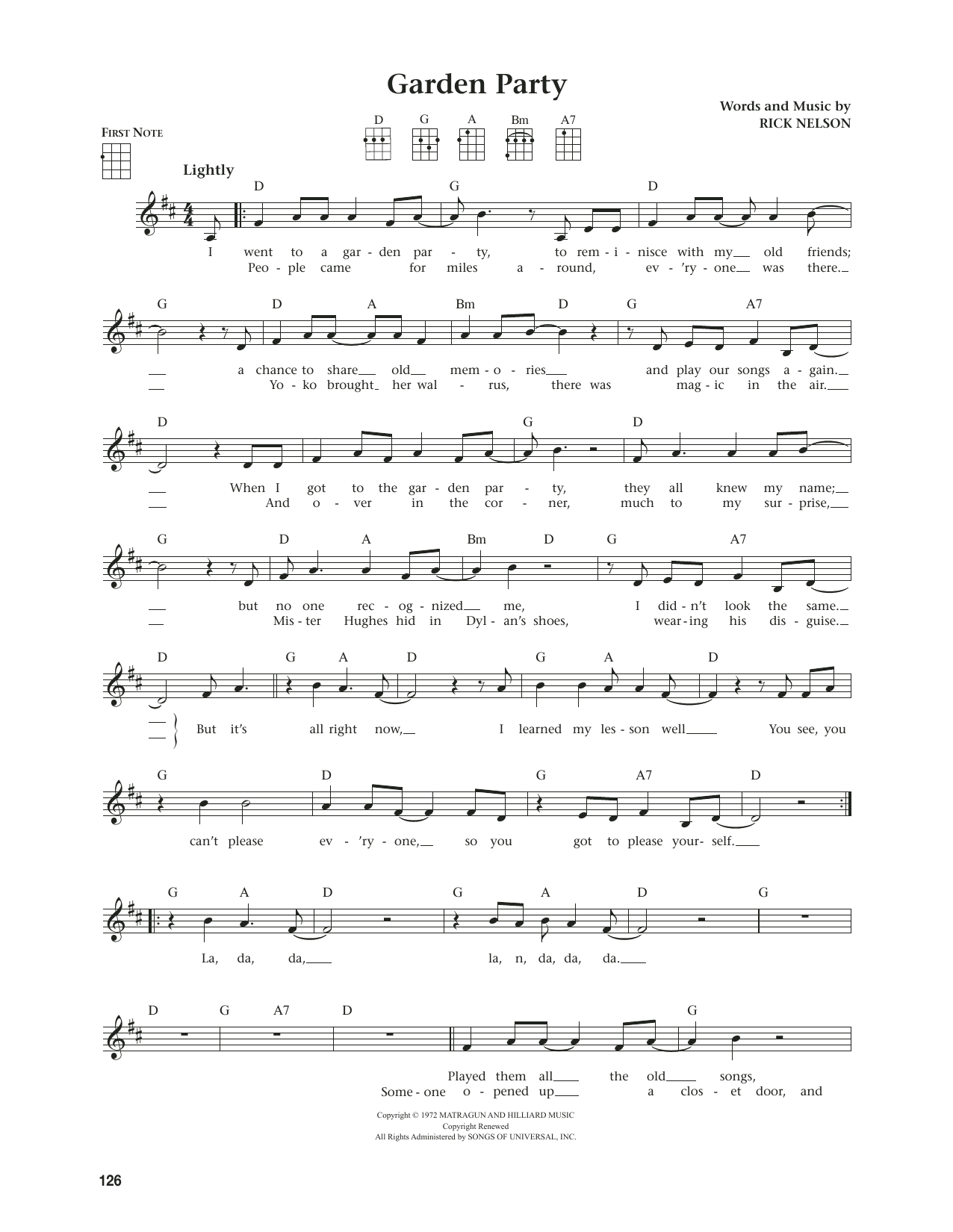 Produktgalerie: Seite 1 von 1 Garden Party (from The Daily Ukulele) (arr. Jim Beloff), Ricky Nelson, Ukulele
