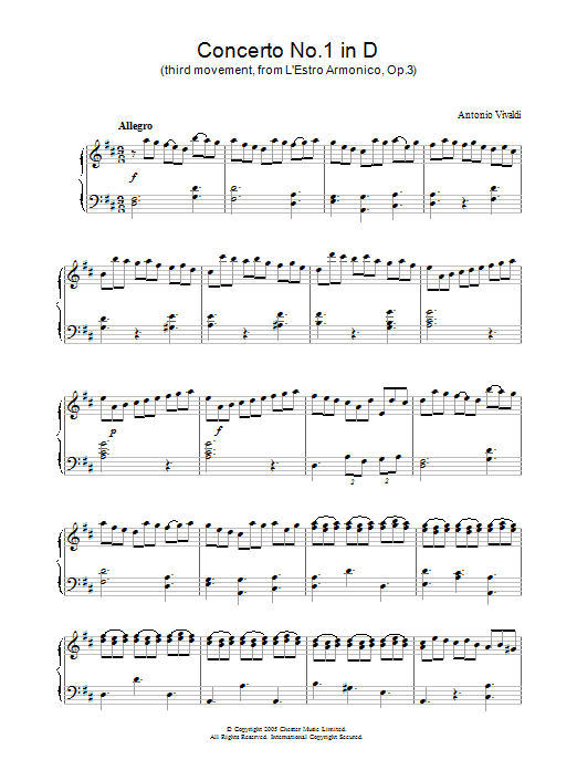 Product picture to: Concerto No.1 (3rd Movement: Allegro) from 'L'Estro Armonico' Op.3