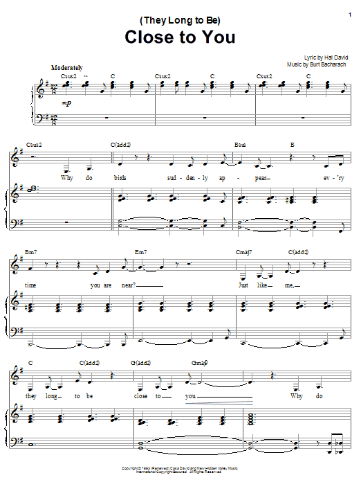 Produktgalerie: Seite 1 von 1 (They Long To Be) Close To You, Carpenters, Gesang, Klavier