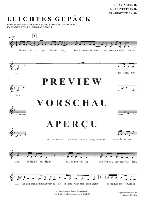 gallery: Leichtes Gepäck , Silbermond, (Klarinette in B)