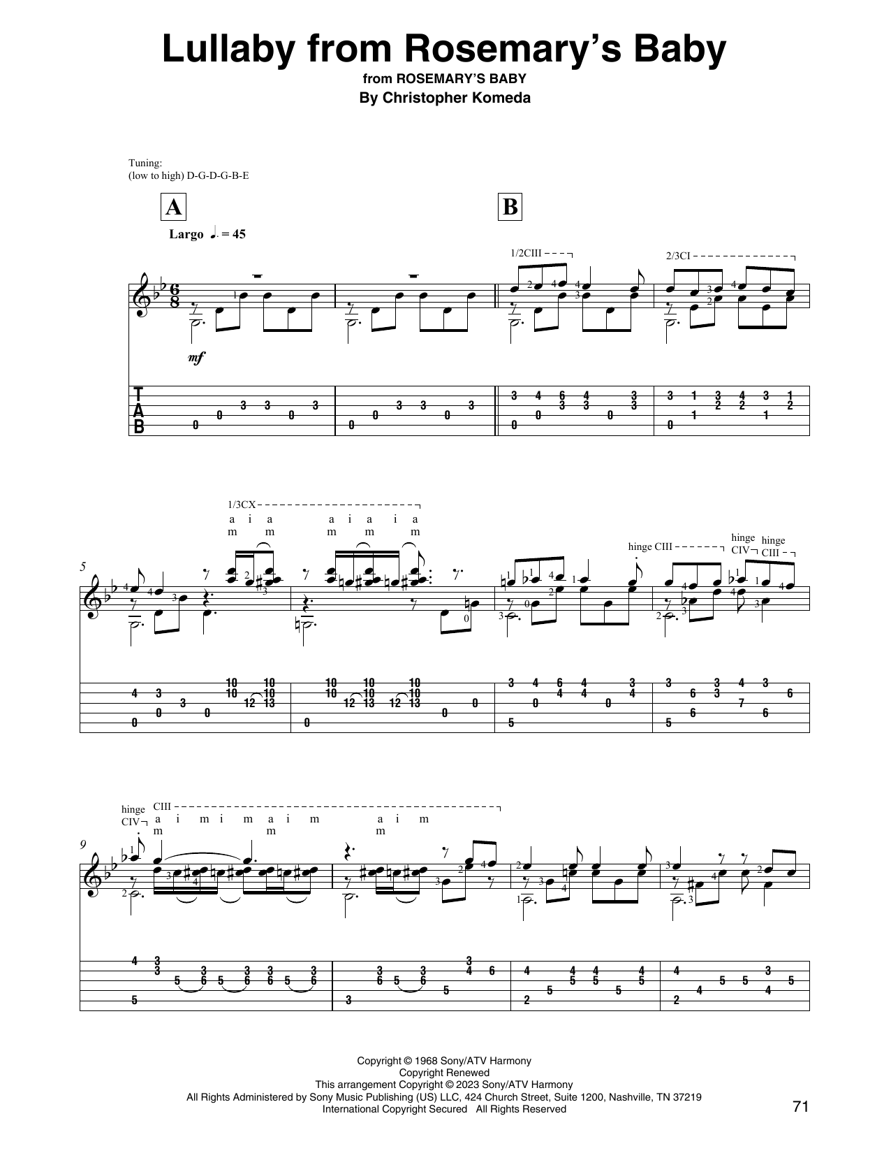 Produktbild zu: Lullaby From Rosemary's Baby (arr. David Jaggs)
