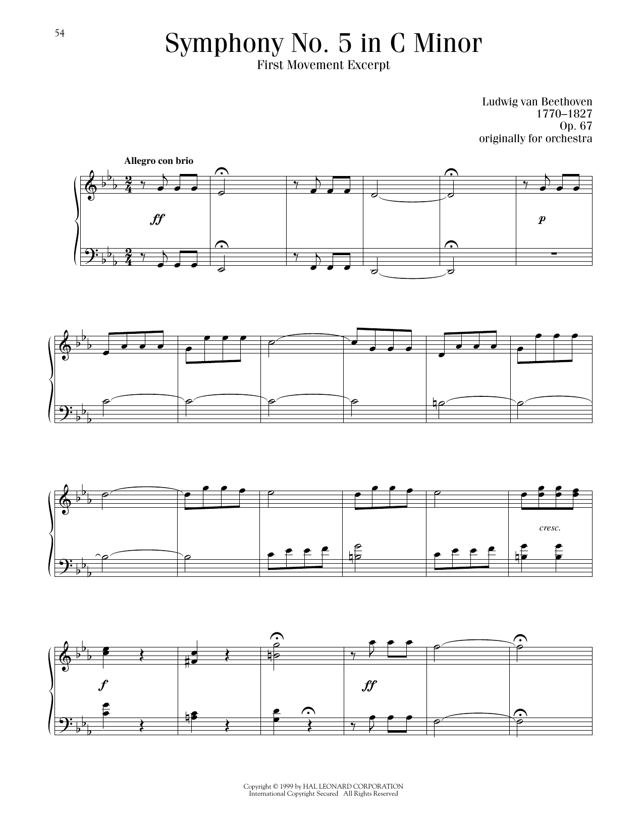 Produktbild zu: Symphony No. 5 In C Minor, First Movement Excerpt