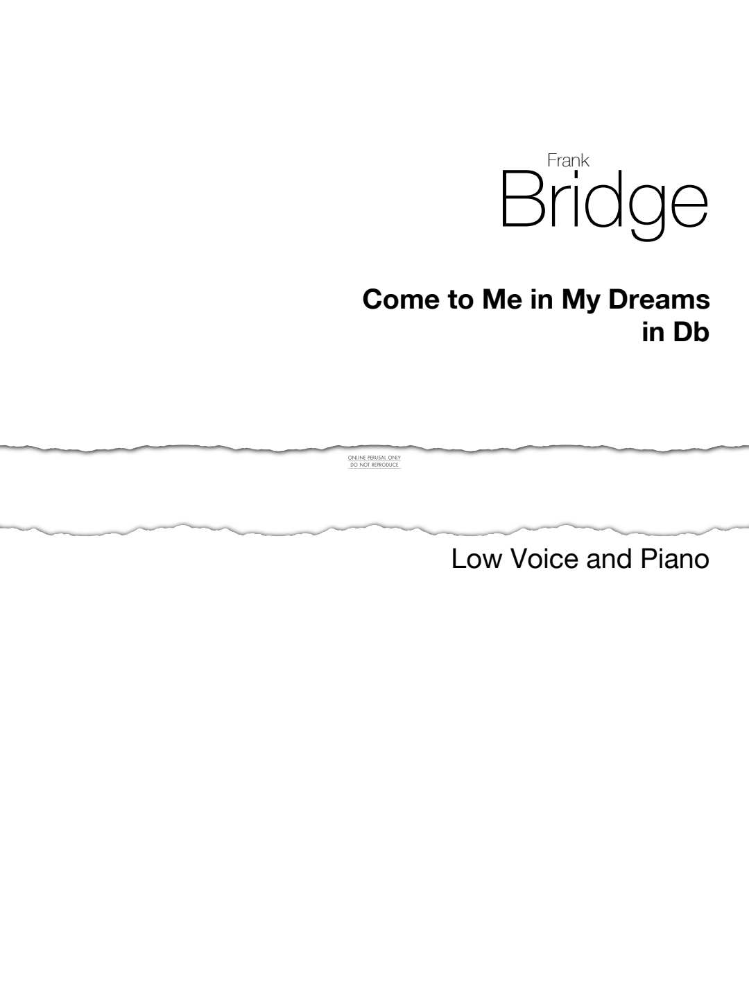 Produktgalerie: Seite 1 von 1 Come to me in my Dreams, Frank Bridge, Gesang, Klavier