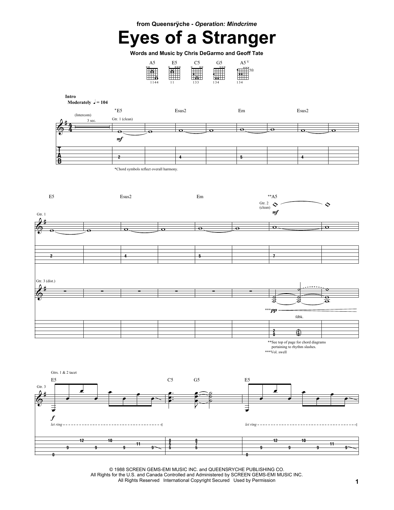 Produktgalerie: Seite 1 von 1 Eyes Of A Stranger, Queensryche, Gitarre