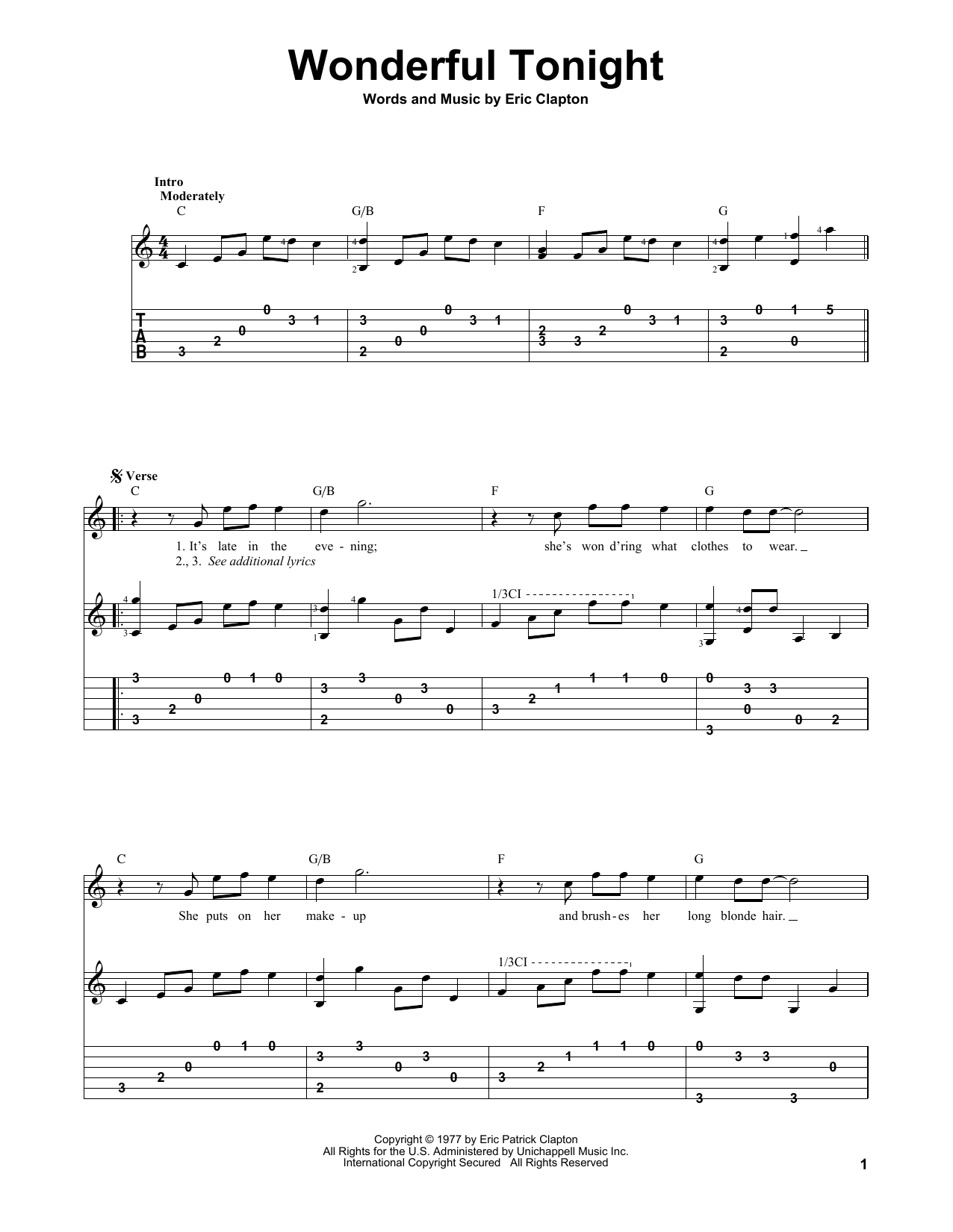 Produktgalerie: Seite 1 von 1 Wonderful Tonight, Eric Clapton, Gitarre