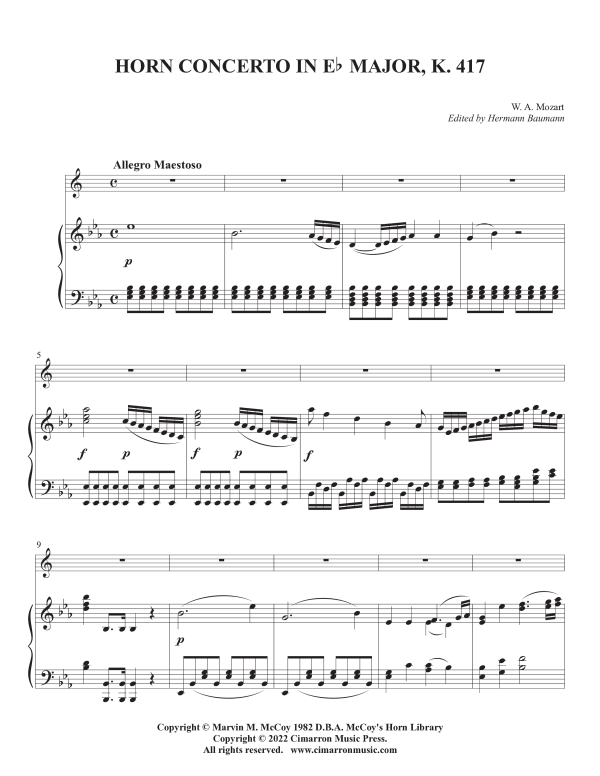Product picture to: Horn Concerto K. 417 (No. 2)Wolfgang Amadeus Mozart
