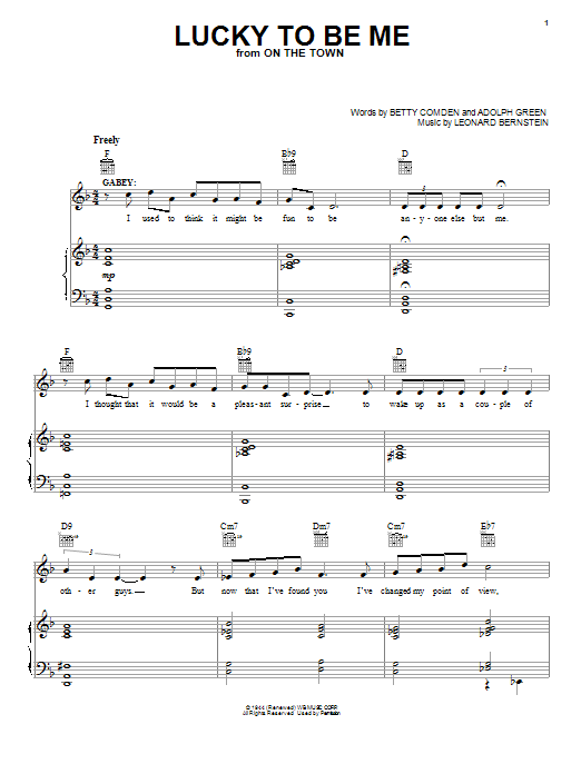 Product gallery: Page 1 of 1 Lucky To Be Me (from On the Town), Leonard Bernstein