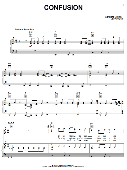 Produktgalerie: Seite 1 von 1 Confusion, Electric Light Orchestra, Gesang, Gitarre, Klavier