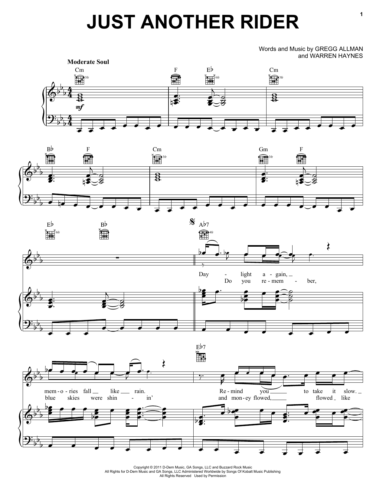 Produktgalerie: Seite 1 von 1 Just Another Rider, Gregg Allman, Gesang, Gitarre, Klavier