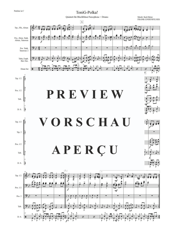 Produktgalerie: Seite 3 von 11 ToniG-Polka, Frank-Lindenfelser, Karl-Heinz, Blechbläserquintett