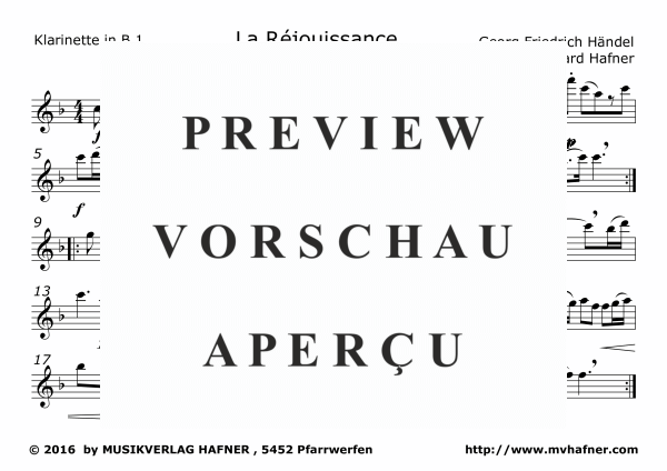 Product gallery: Page 4 of 10 Feuerwerksmusik - La Réjouissance, , (Clarinet Quintet)