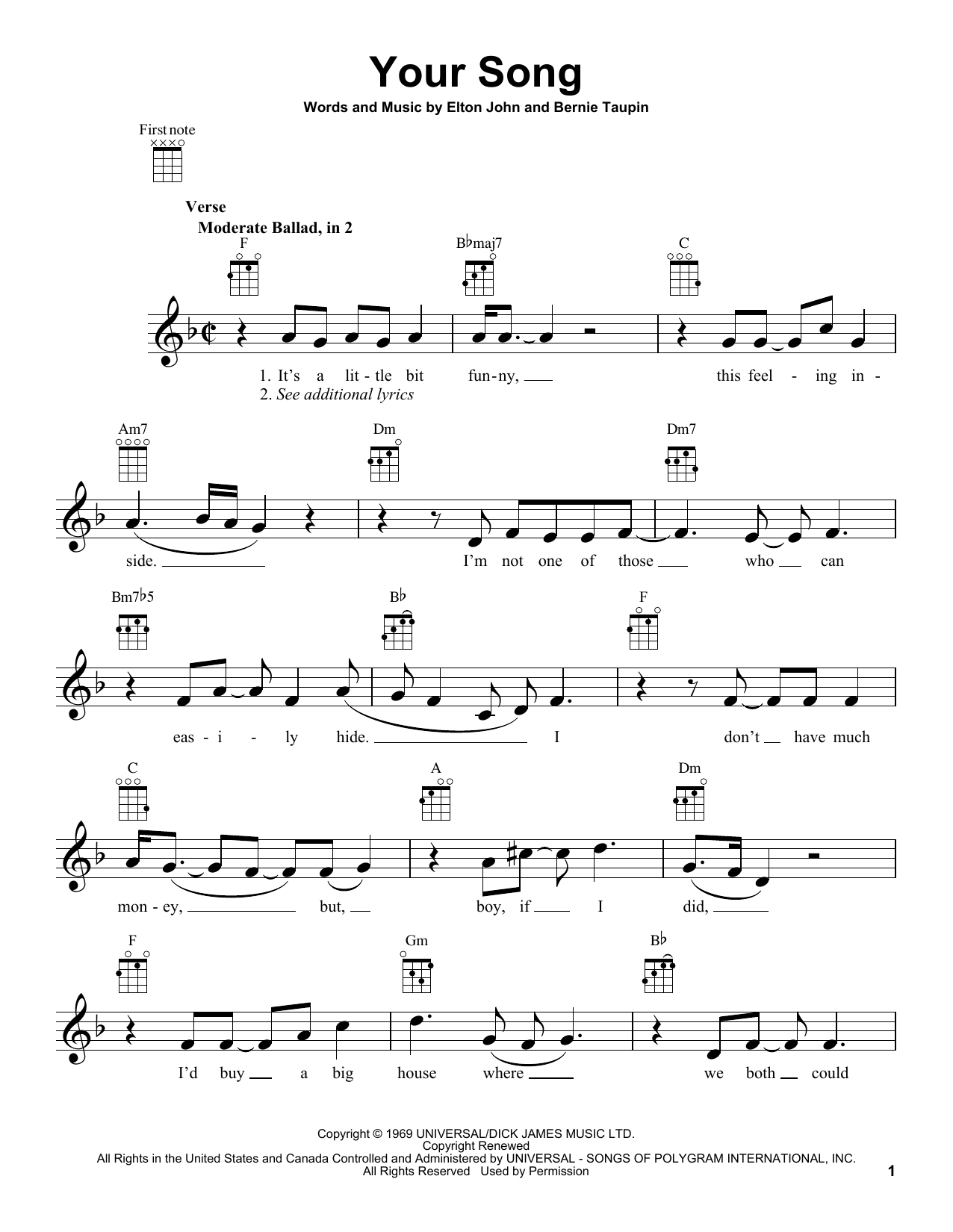 Product gallery: Page 1 of 1 Your Song, Elton John
