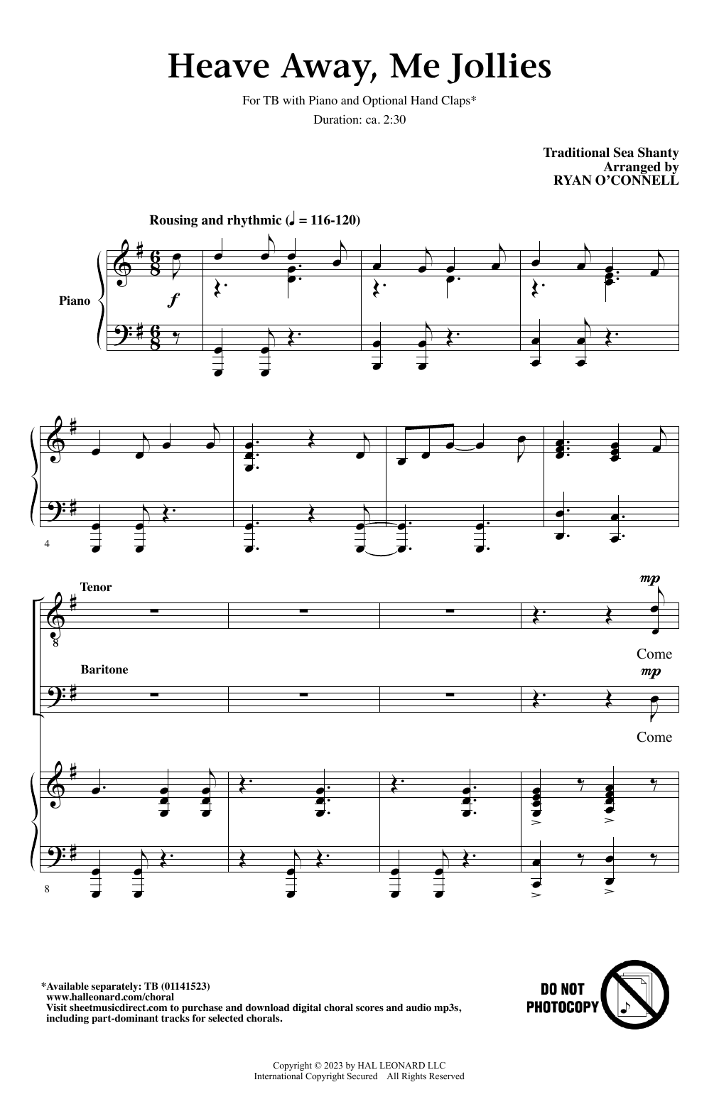 Product picture to: Heave Away, Me Jollies (arr. Ryan O'Connell)