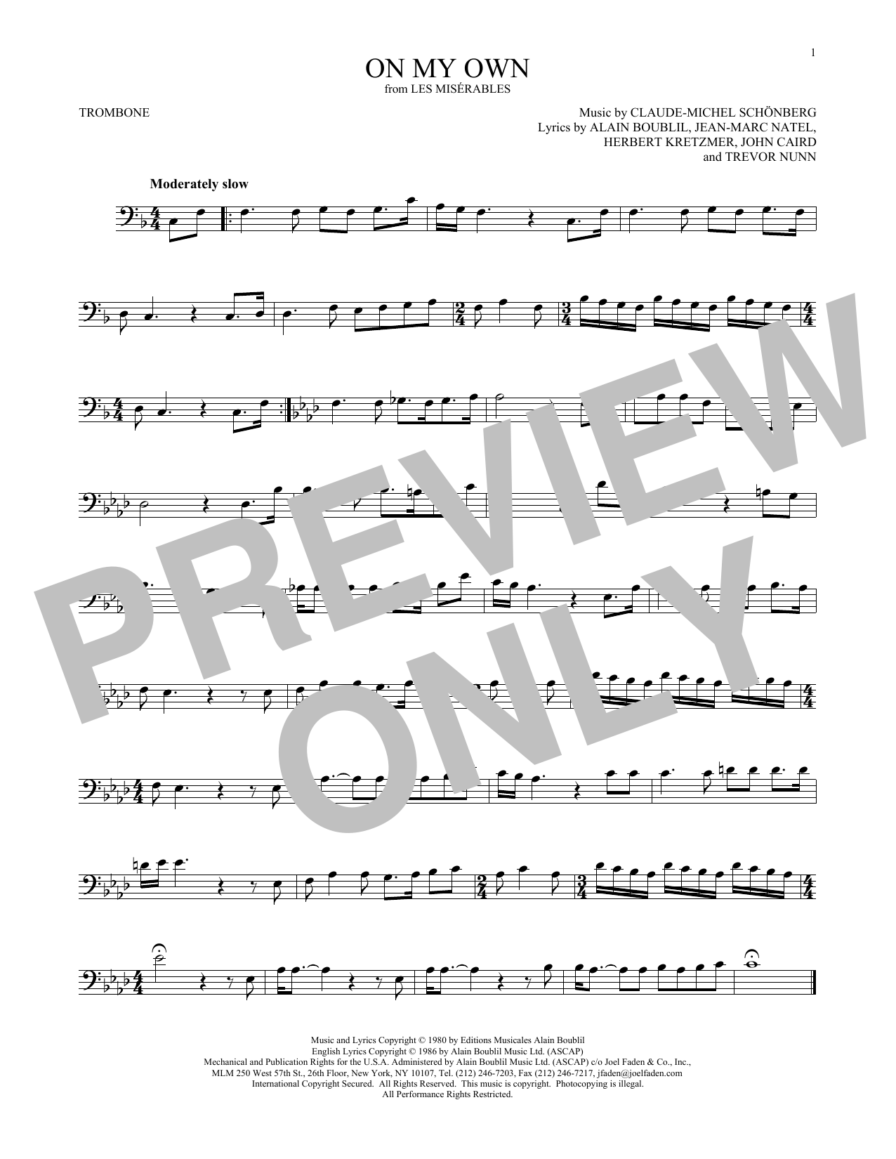 Product gallery: Page 1 of 1 On My Own (from Les Miserables), Claude-Michel Schonberg
