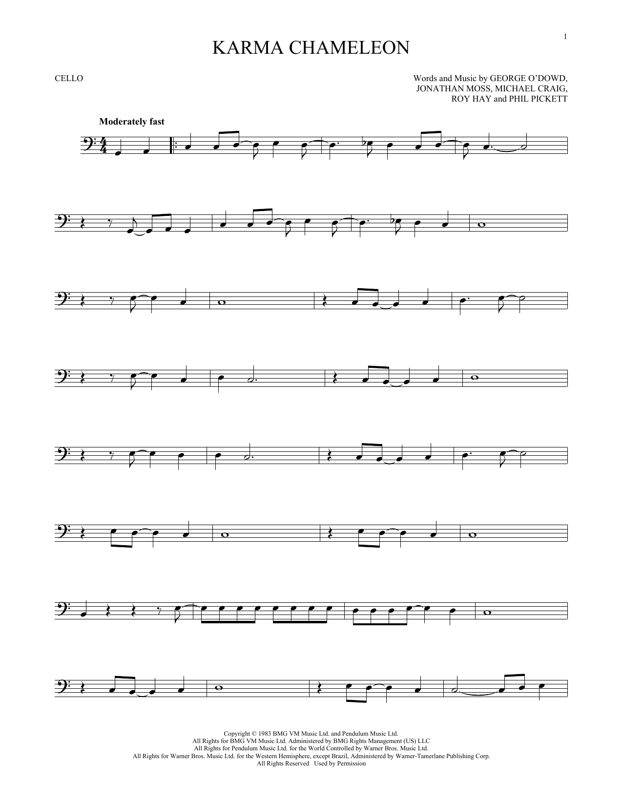 Produktgalerie: Seite 1 von 1 Karma Chameleon, Culture Club, Violoncello