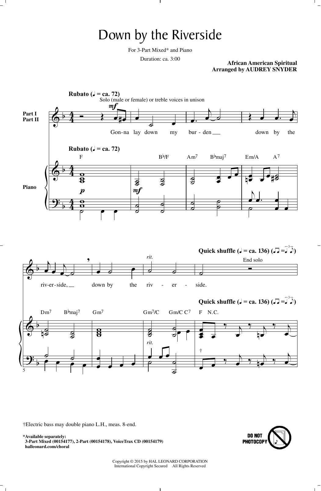 Produktgalerie: Seite 1 von 1 Down By The Riverside, Audrey Snyder, Chor