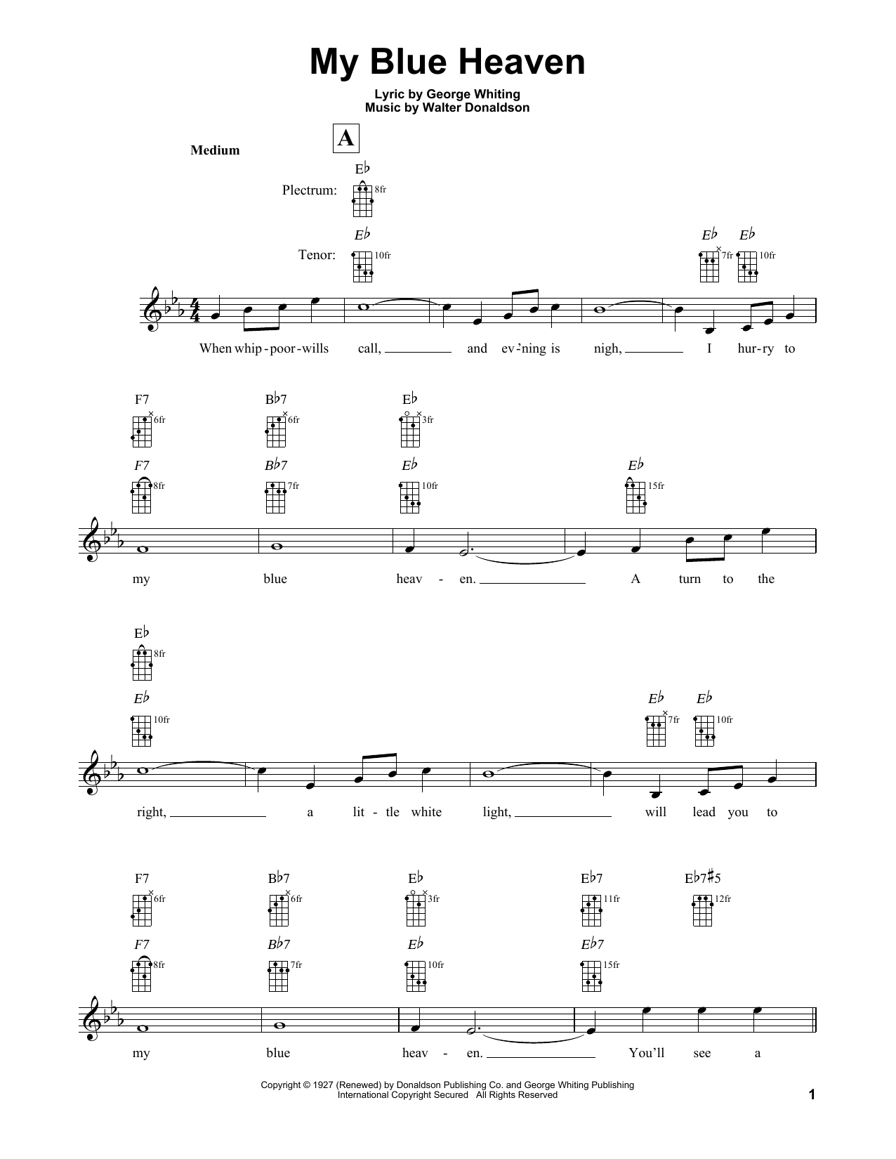 Produktgalerie: Seite 1 von 1 My Blue Heaven, Walter Donaldson, Banjo