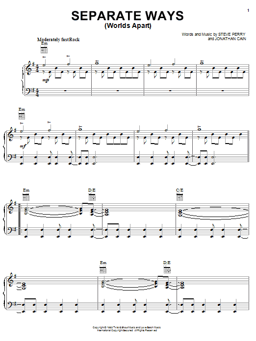 Produktgalerie: Seite 1 von 1 Separate Ways (Worlds Apart), Journey, Gesang, Gitarre, Klavier