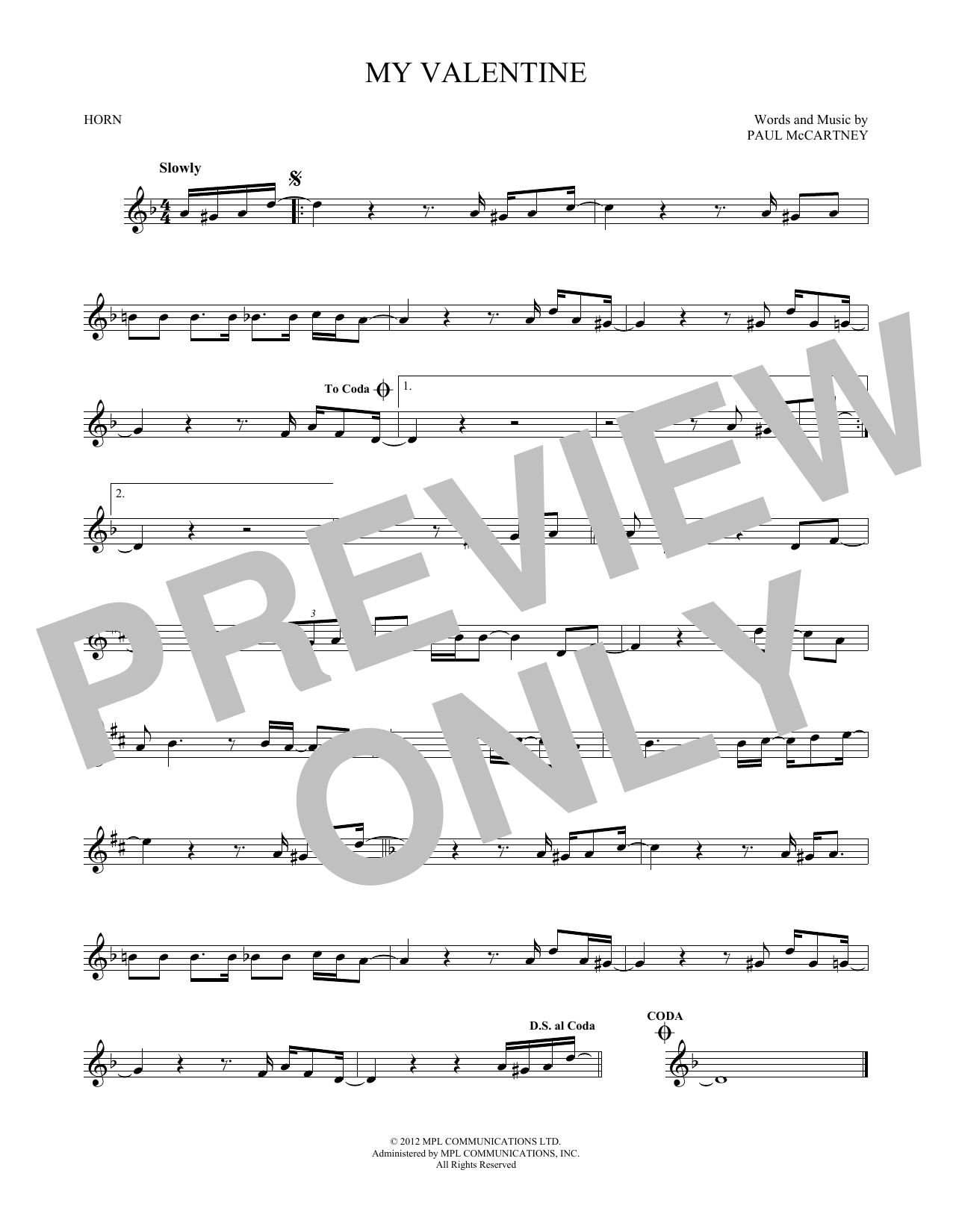 Produktgalerie: Seite 1 von 1 My Valentine, Paul McCartney, Horn