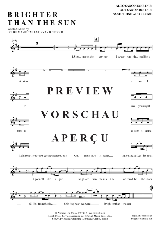 Product gallery: Page 2 of 4 Brighter than the sun , Callait, Colbie, Alto Saxophone