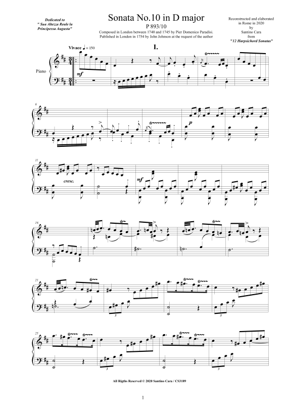 Produktbild zu: Sonate Nr. 10 in D-DurPier Domenico Paradisi