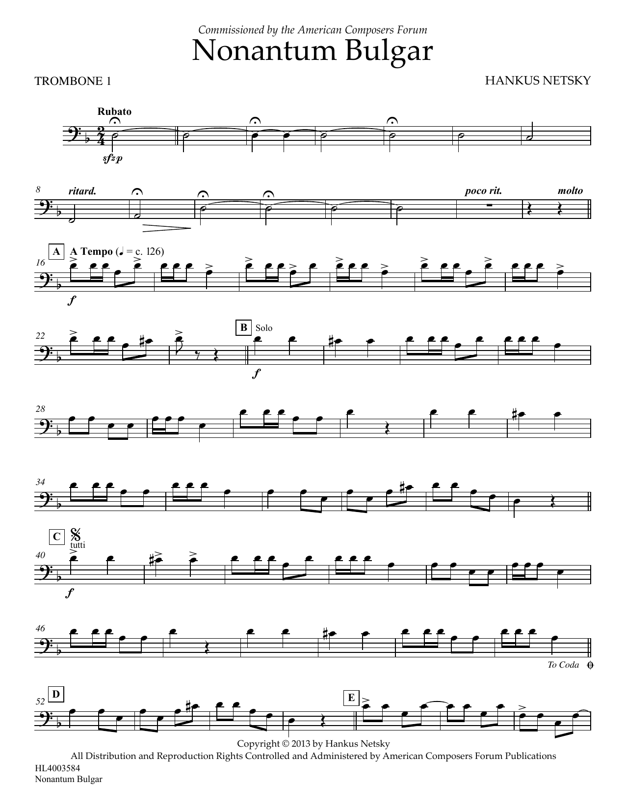 Product picture to: Nonantum Bulgar - Trombone 1
