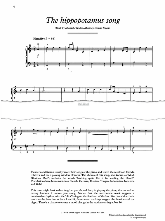 Produktgalerie: Seite 1 von 1 The Hippopotamus Song, Donald Swann, Klavier