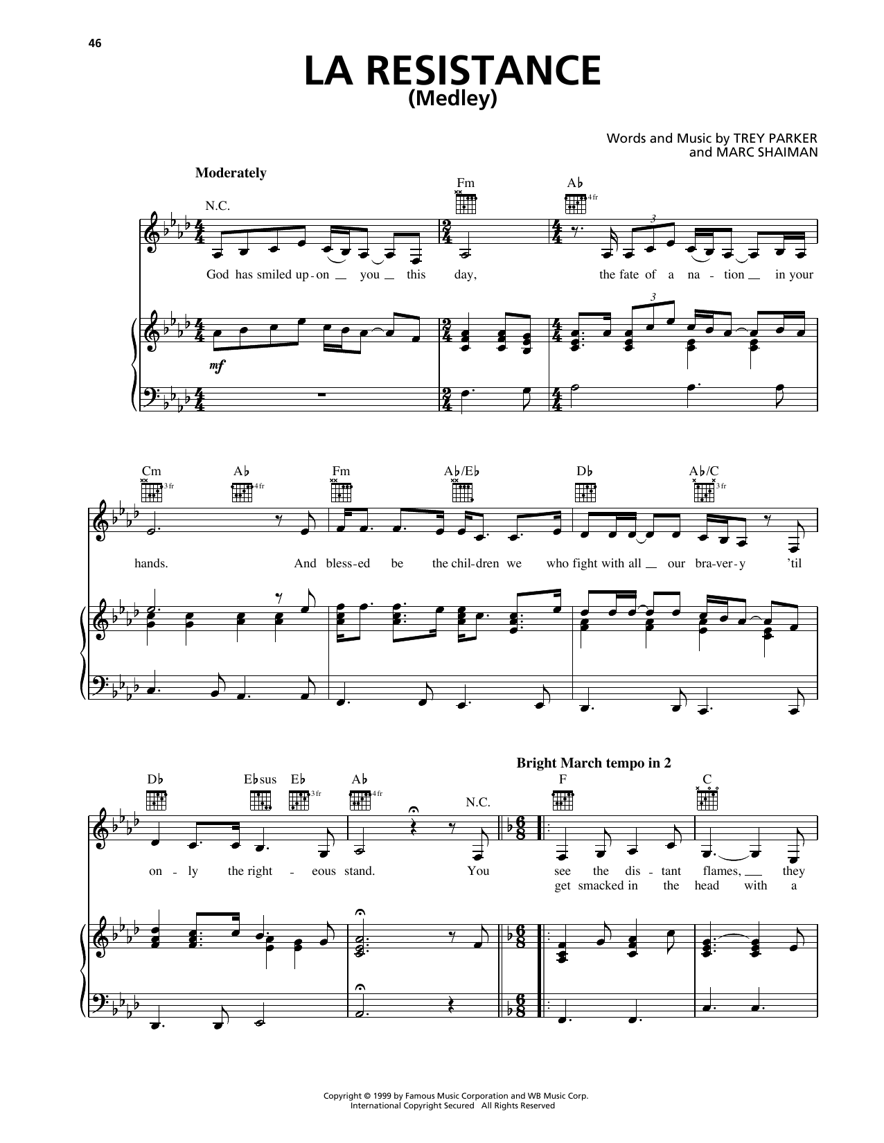 Produktgalerie: Seite 1 von 1 La Resistance (Medley) (from South Park), Trey Parker, Gesang, Gitarre, Klavier