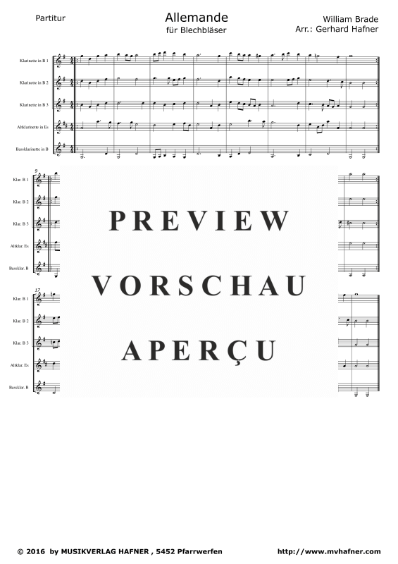 Product gallery: Page 6 of 11 Allemande, , (Clarinet Quintet)