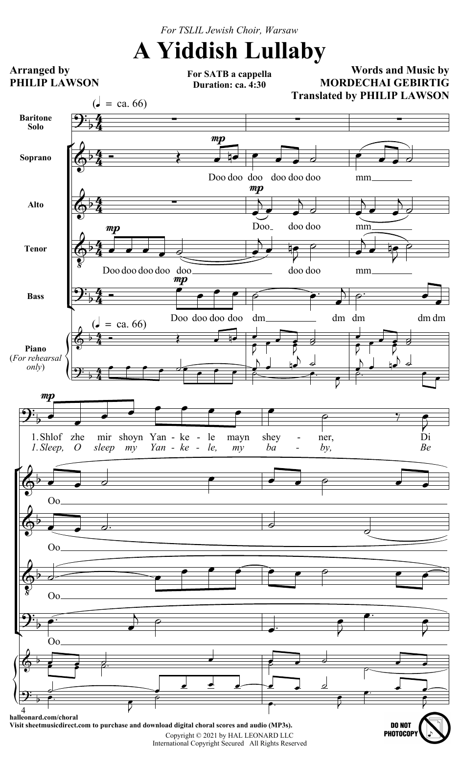 Produktbild zu: A Yiddish Lullaby (arr. Philip Lawson)