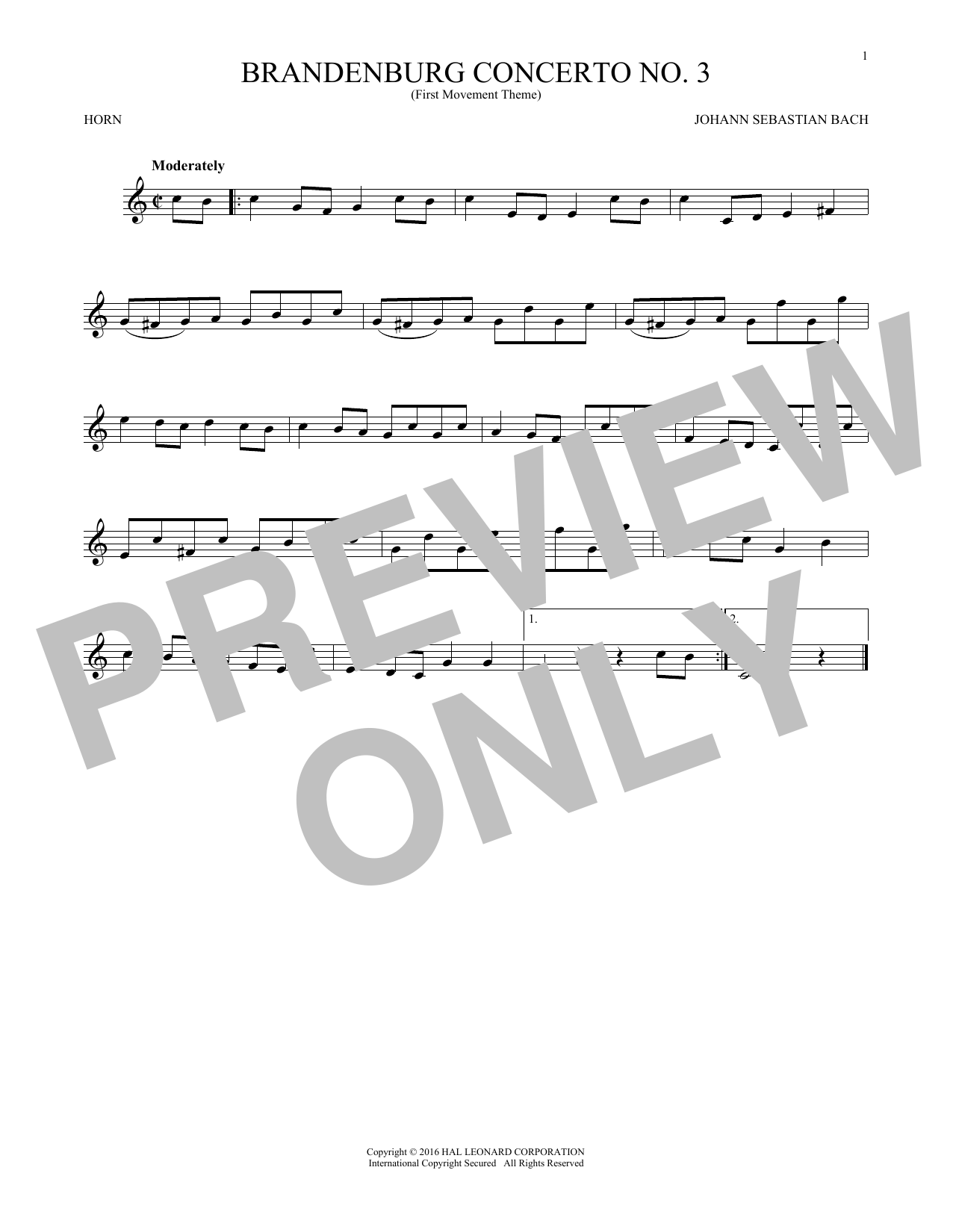 Produktgalerie: Seite 1 von 1 Brandenburg Concerto No. 3, Johann Sebastian Bach, Horn