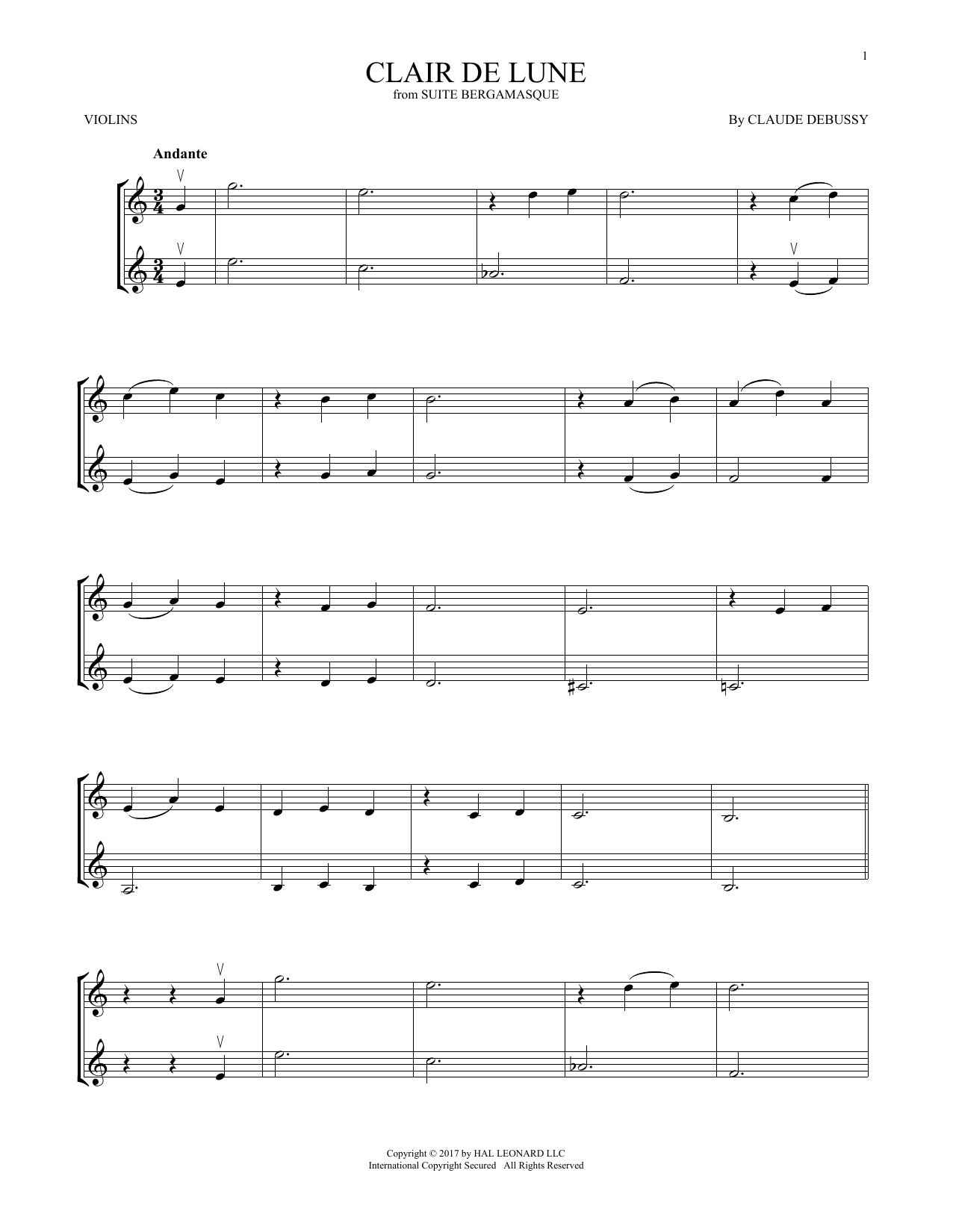 Product gallery: Page 1 of 1 Clair De Lune, Claude Debussy