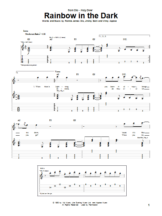 Produktgalerie: Seite 1 von 1 Rainbow In The Dark, Dio, Gitarre