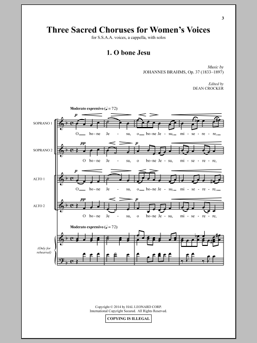 Produktgalerie: Seite 1 von 1 Three Sacred Choruses For Women's Voices, Dean Crocker, Chor