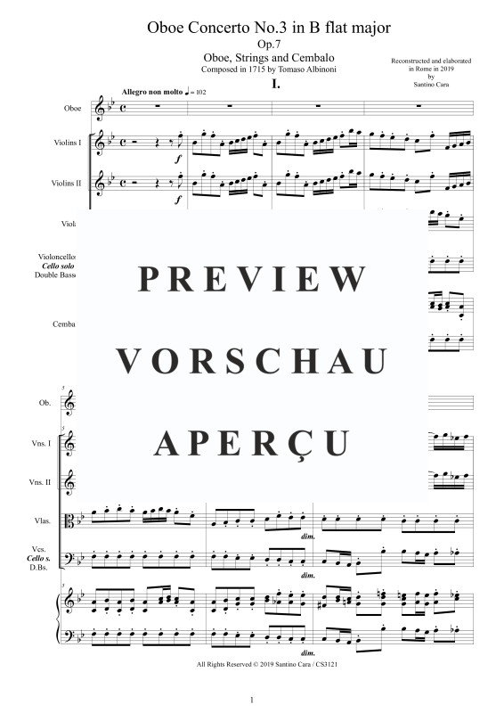 Product gallery: Page 2 of 11 Concerto No.3 in B-Dur Op.7, , Solo Oboe, String Ensemble, and Harpsichord (Bc)