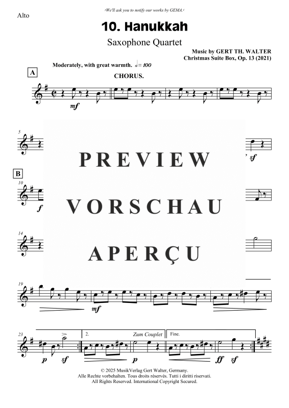 gallery: Hanukkah, , Saxophon Quartett SAT(A)B